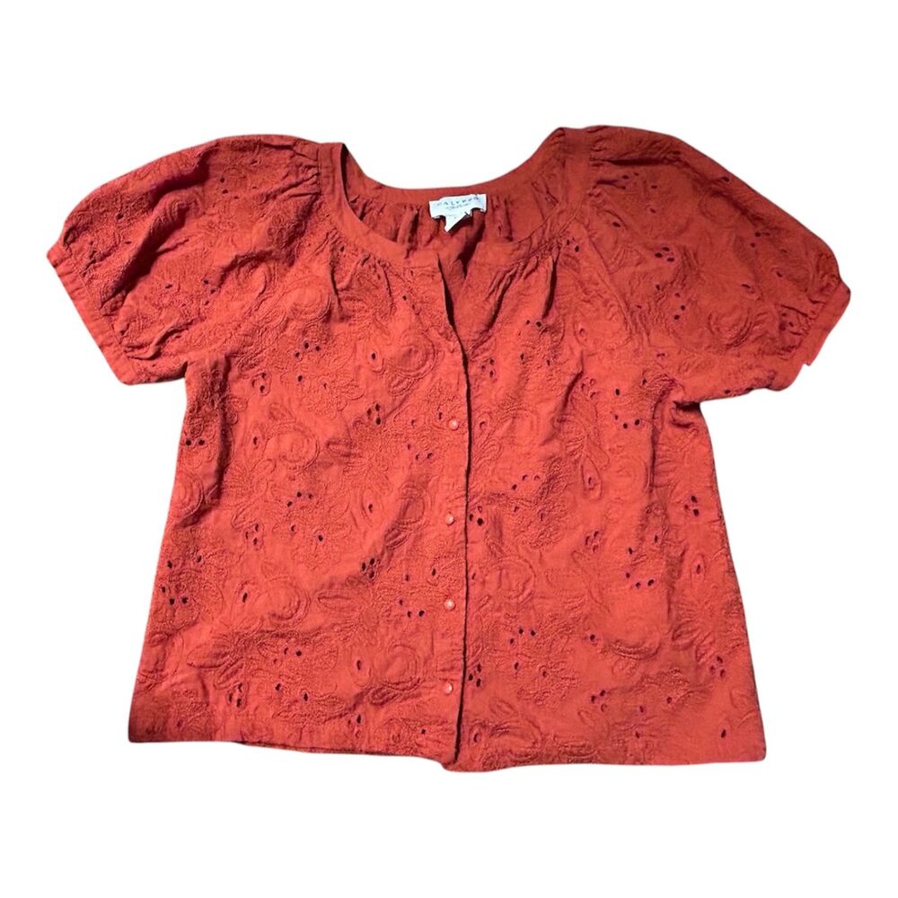 CALYPSO St. Barth, Women's Button Down Blouse, Rust Orange, Medium, Used